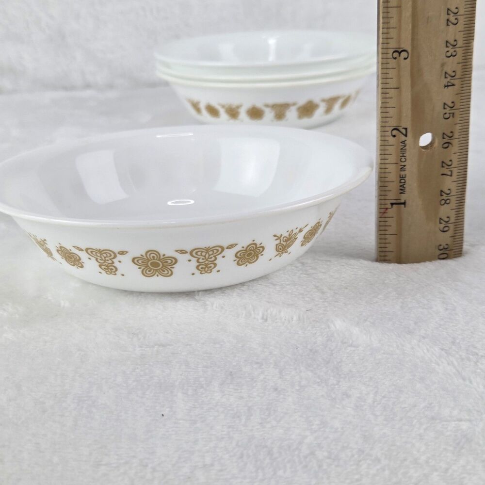 Vintage Corelle Butterfly Gold Berry/Fruit Dessert Bowls 5-3/8" Dessert Set of 4 - Picture 3 of 6